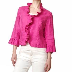 I.N.C Pink Linen Ruffle Bolero Jacket
